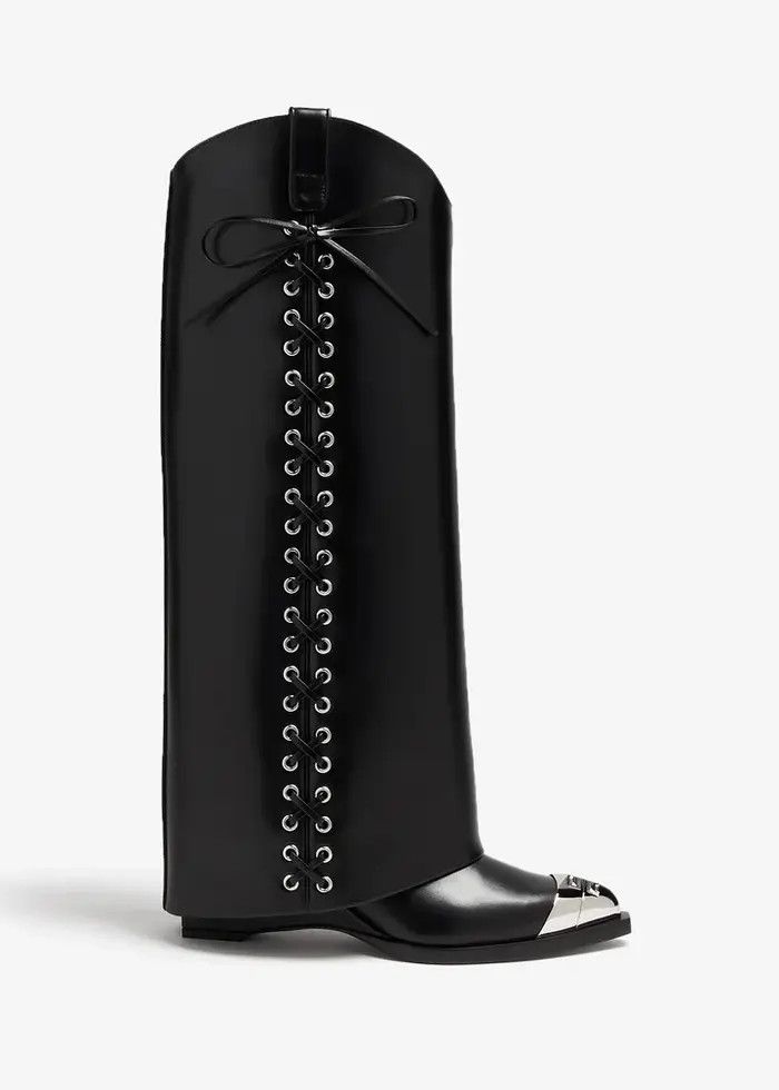 Givenchy o1n1vont0226 Shark Lock Cowboy Boots in Black Size US 6 / IT 36 - 1 Thumbnail