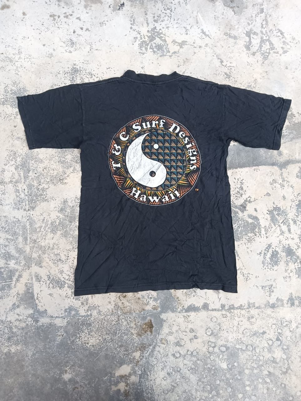 image of Surf Style x Vintage T&c Surf Design Hawaii Tshirt in Black, Men's (Size Small)