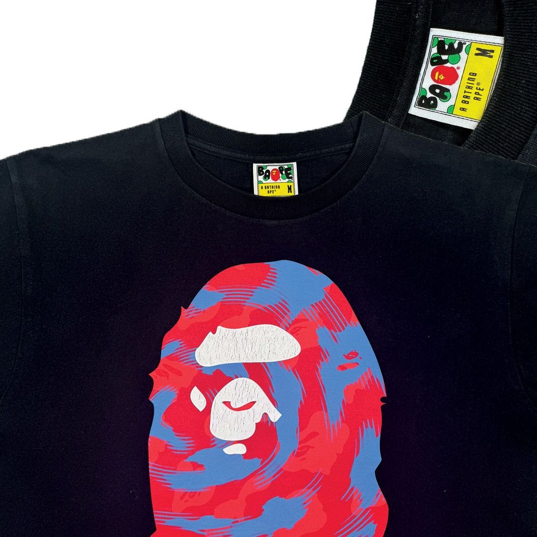 Bape Bape - Red/Blue Camo Big Head Tee - Black - M Size US M / EU 48-50 / 2 - 3 Thumbnail