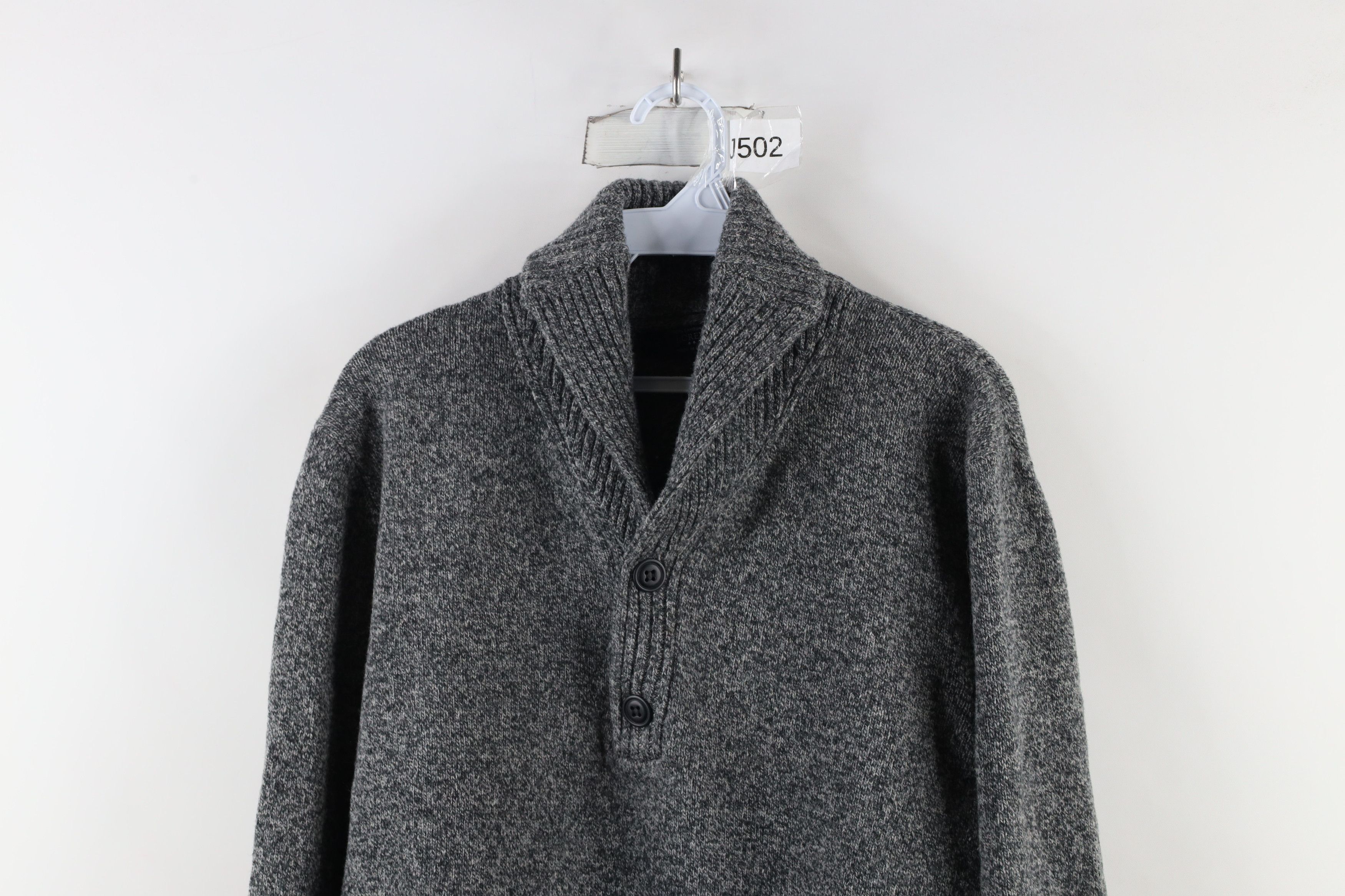 J.Crew × Vintage J Crew Lambswool Shawl Collar Henley Sweater Heather Gray Size US L / EU 52-54 / 3 - 2 Thumbnail