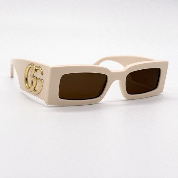 Gucci NEW GUCCI GG1425S 004 RECTANGLE BEIGE BROWN WOMEN SUNGLASSES Size ONE SIZE - 6 Thumbnail