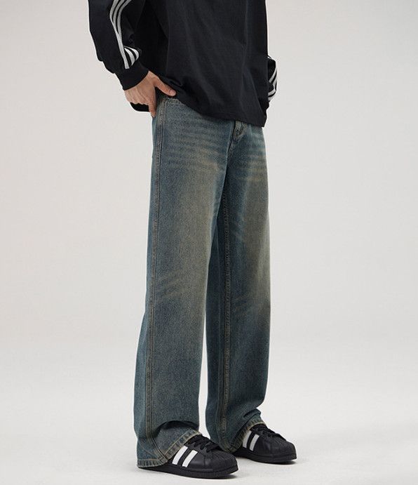 Vintage American retro distressed washed baggy straight leg jeans Size US 32 / EU 48 - 5 Thumbnail