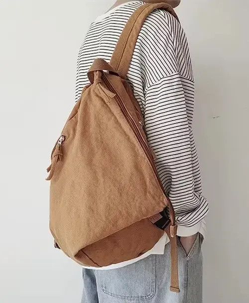 Japanese Brand Retro y2k irregular canvas backpack aesthetic Size ONE SIZE - 1 Thumbnail