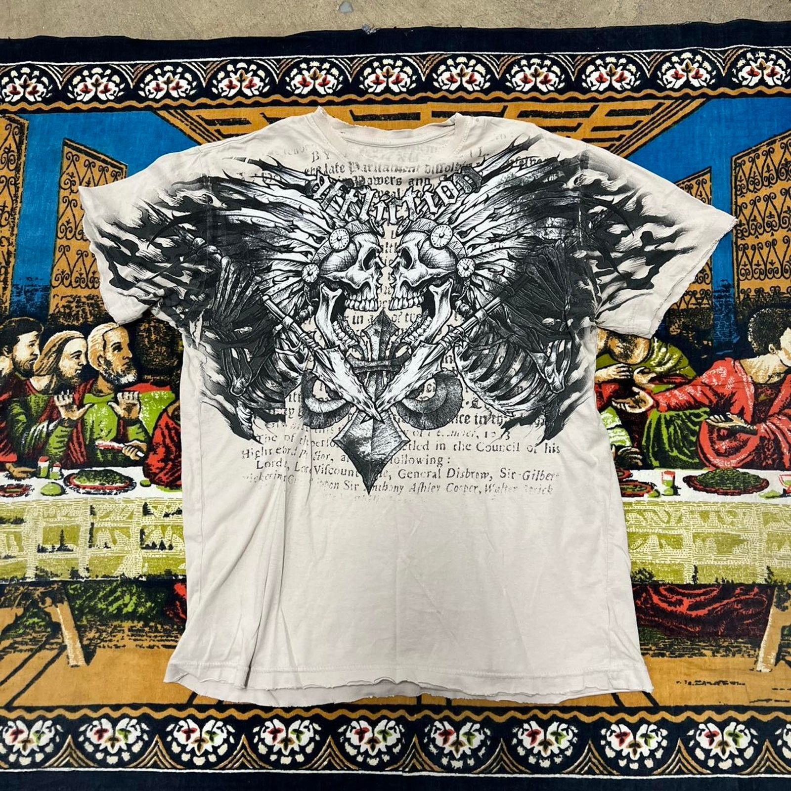 Affliction Cream and black affliction tshirt size L skulls grunge punk Size US L / EU 52-54 / 3 - 1 Thumbnail