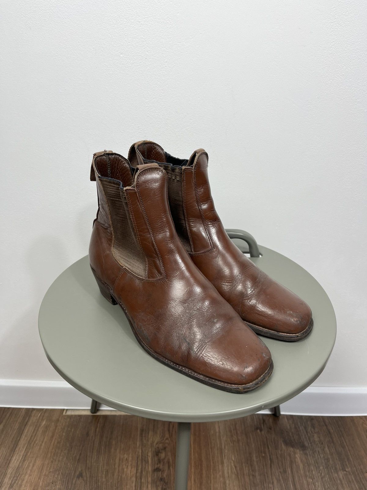 Vintage Brown Leather Cowboy Western Boots US 9.5 Distressed