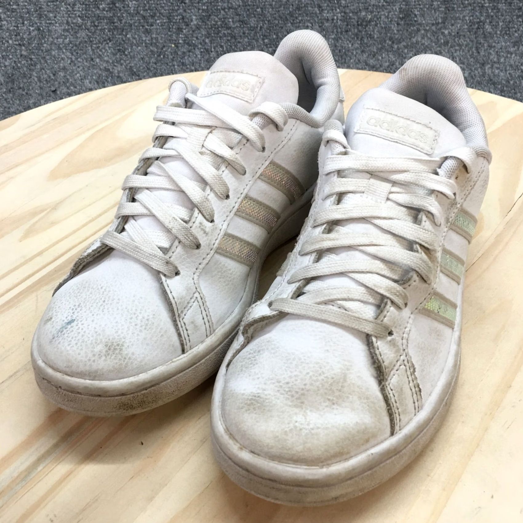 Adidas Adidas Sneaker Womens 6 White Grand Court Lace Up Casual Comfort Leather FW3734 Size US 6 / IT 36 - 3 Thumbnail