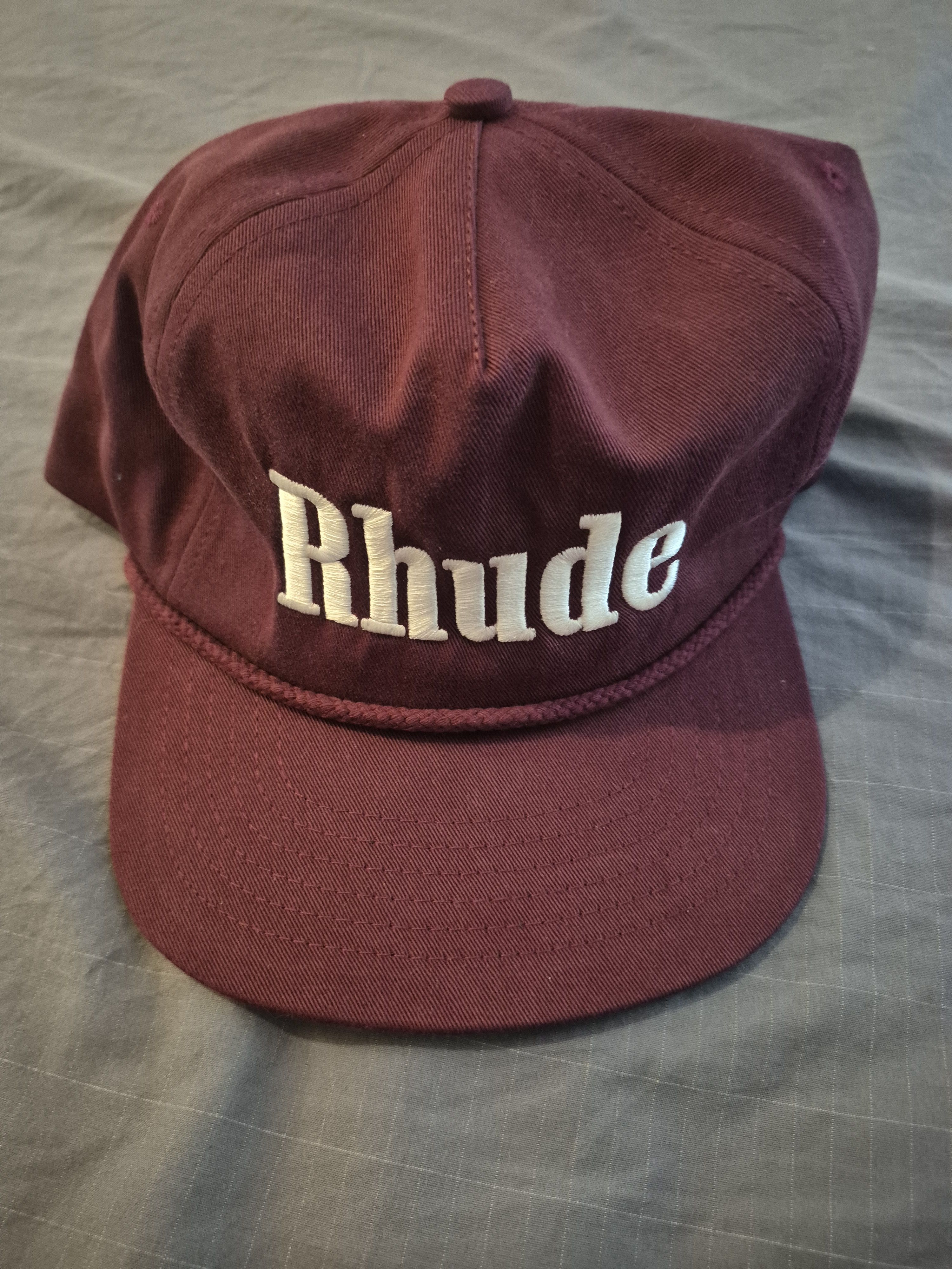 Rhude Rhude Maroon Red Satin Logo Snapback Hat | Grailed