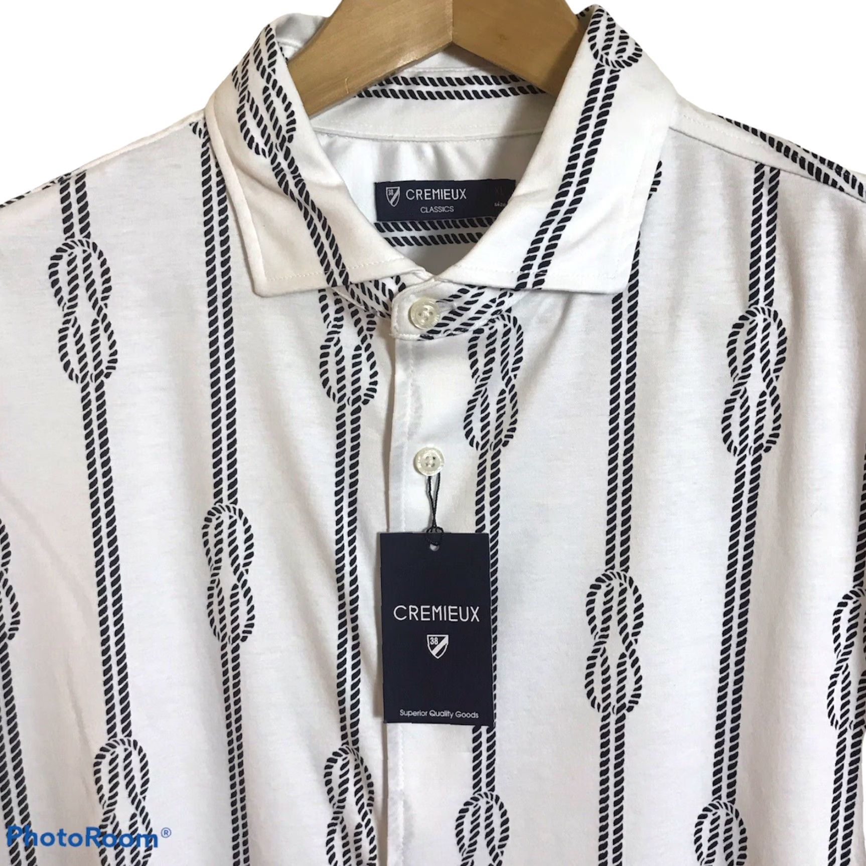 Cremieux CREMIEUX Classics Shirt Mens XL 100% Cotton Button Front Knit Rope Pattern 9 Size US XL / EU 56 / 4 - 3 Thumbnail
