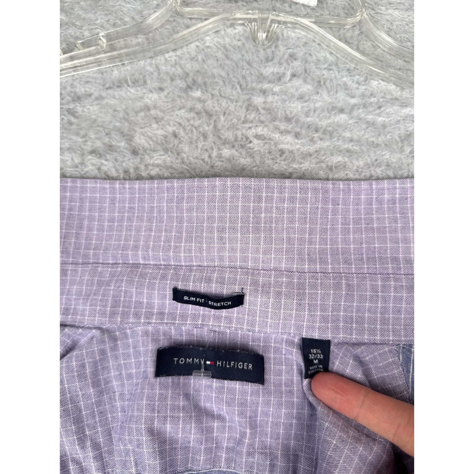 Tommy Hilfiger Tommy Hilfiger Shirt Men 15.5 Purple Plaid Button Cotton Long Sleeve Slim Fit | Button-Up | Classic Casual Wear Size US M / EU 48-50 / 2 - 3 Thumbnail