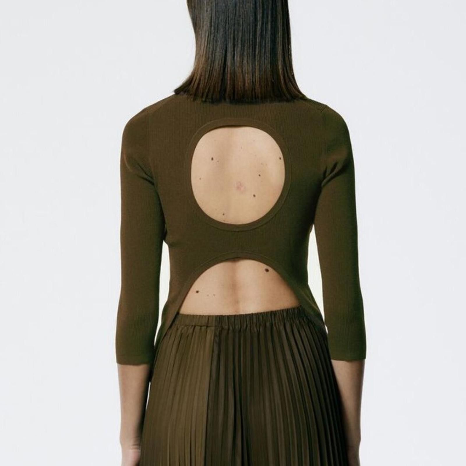 Tobias Birk Nielsen Tibi Giselle Stretch Sweater Circle Openback Pullover Size XL / US 12-14 / IT 48-50 - 7 Thumbnail