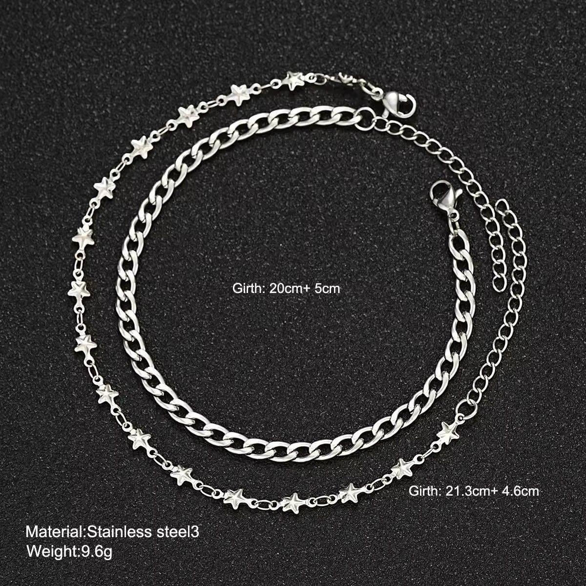 Jewelry × Vintage Double Chain Star Bracelets Minimalist Size ONE SIZE - 6 Thumbnail