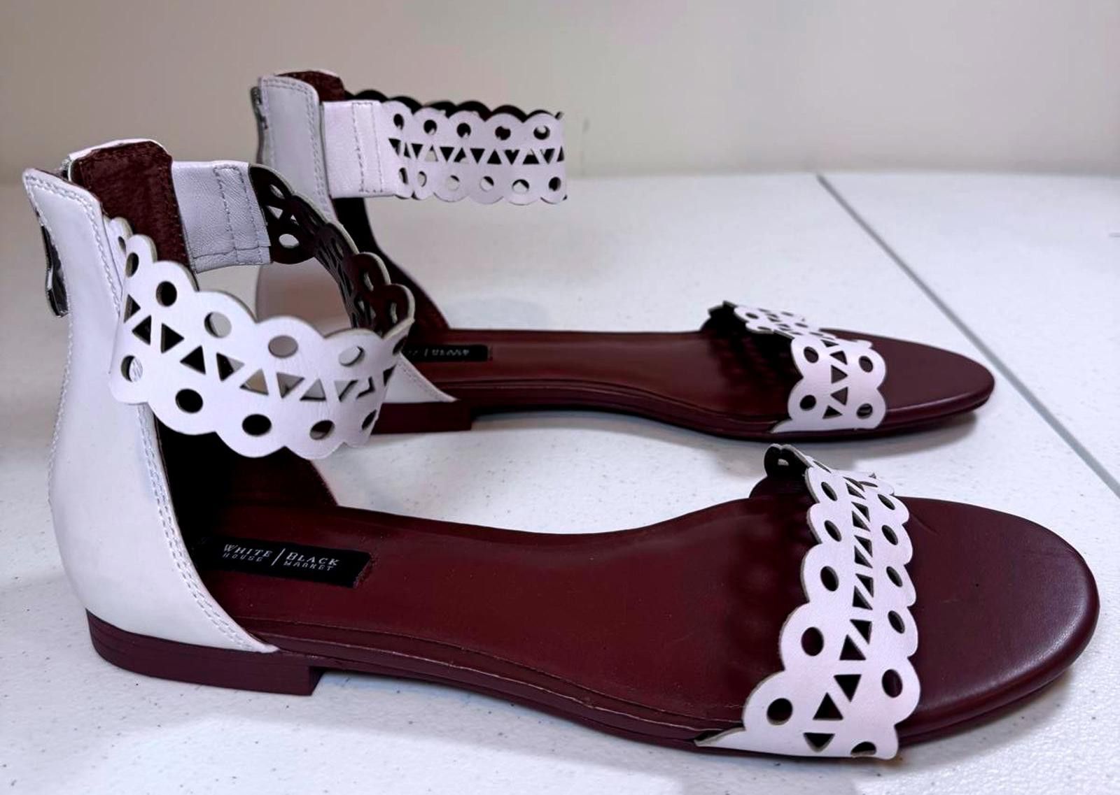 Designer Trendy Brown and White Cutout Sandals Size US 10 / IT 40 - 4 Thumbnail