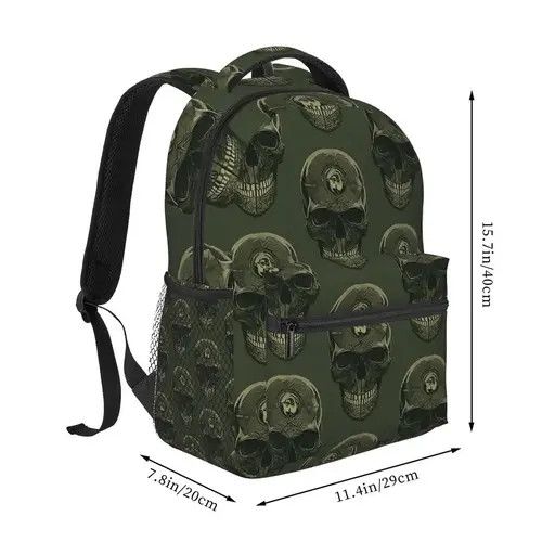 Japanese Brand Green Skulls Backpack Size ONE SIZE - 2 Thumbnail