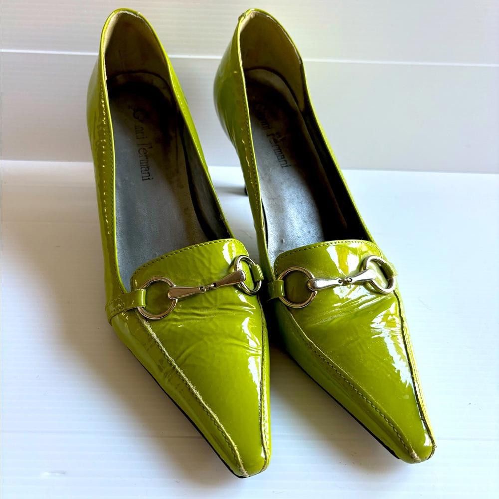Designer Gianni Fermani Green Real Leather Mid Heel Shoes Size US 9 / IT 39 - 1 Thumbnail