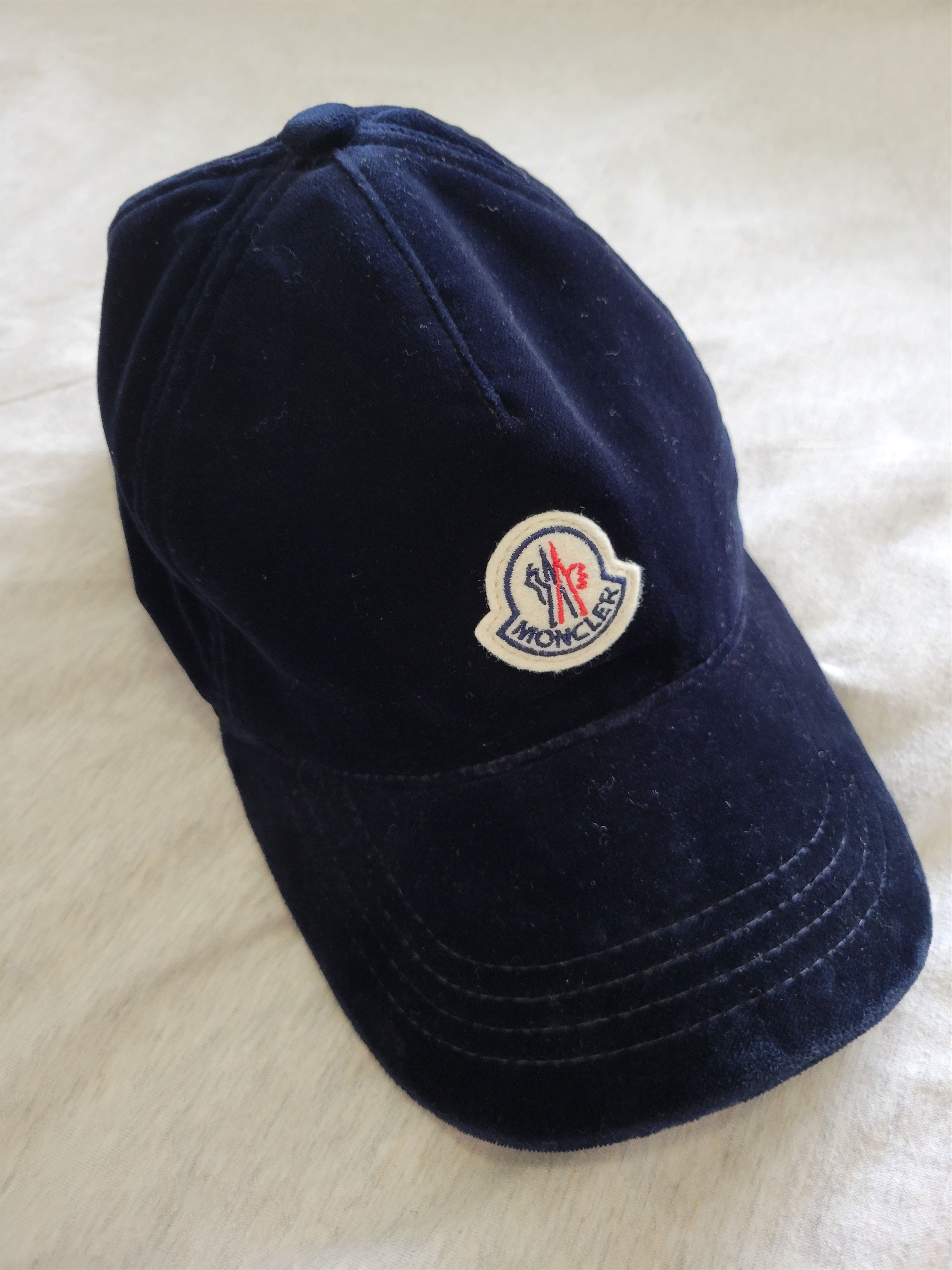 image of Moncler Navy Velvet Baseball Cap, Men's