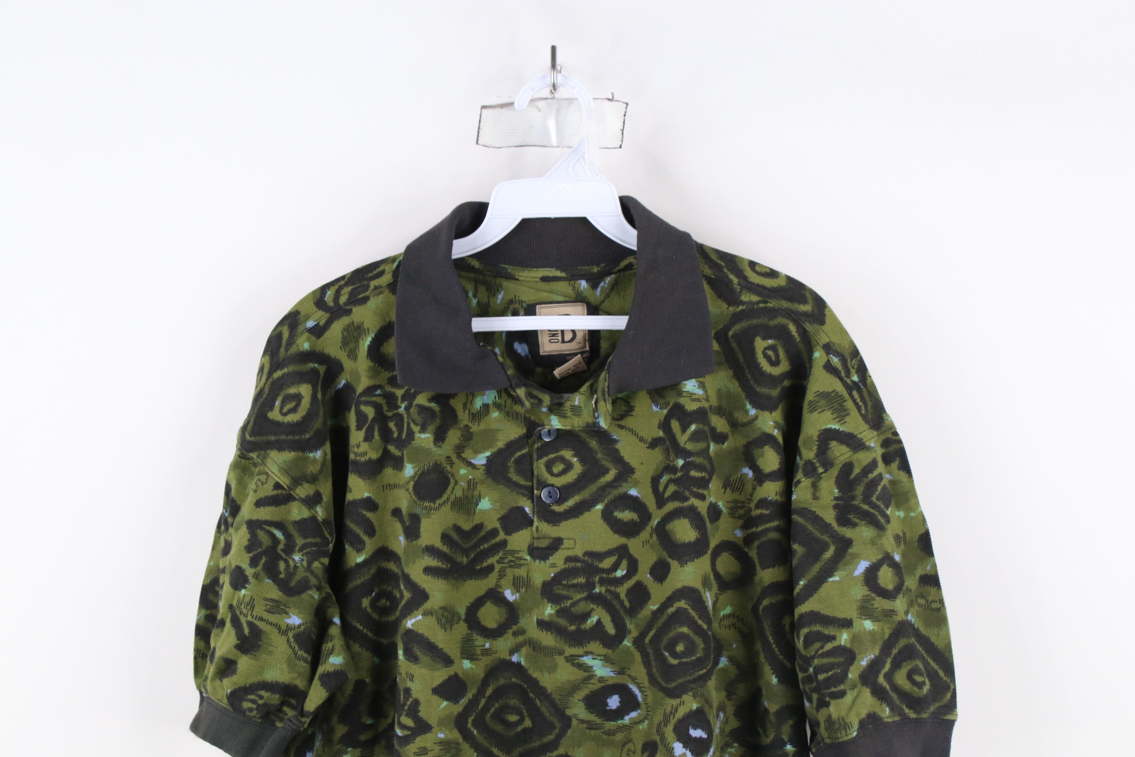 Vintage Vintage 90s Streetwear Baggy Abstract Collared Polo Shirt Size US L / EU 52-54 / 3 - 2 Thumbnail
