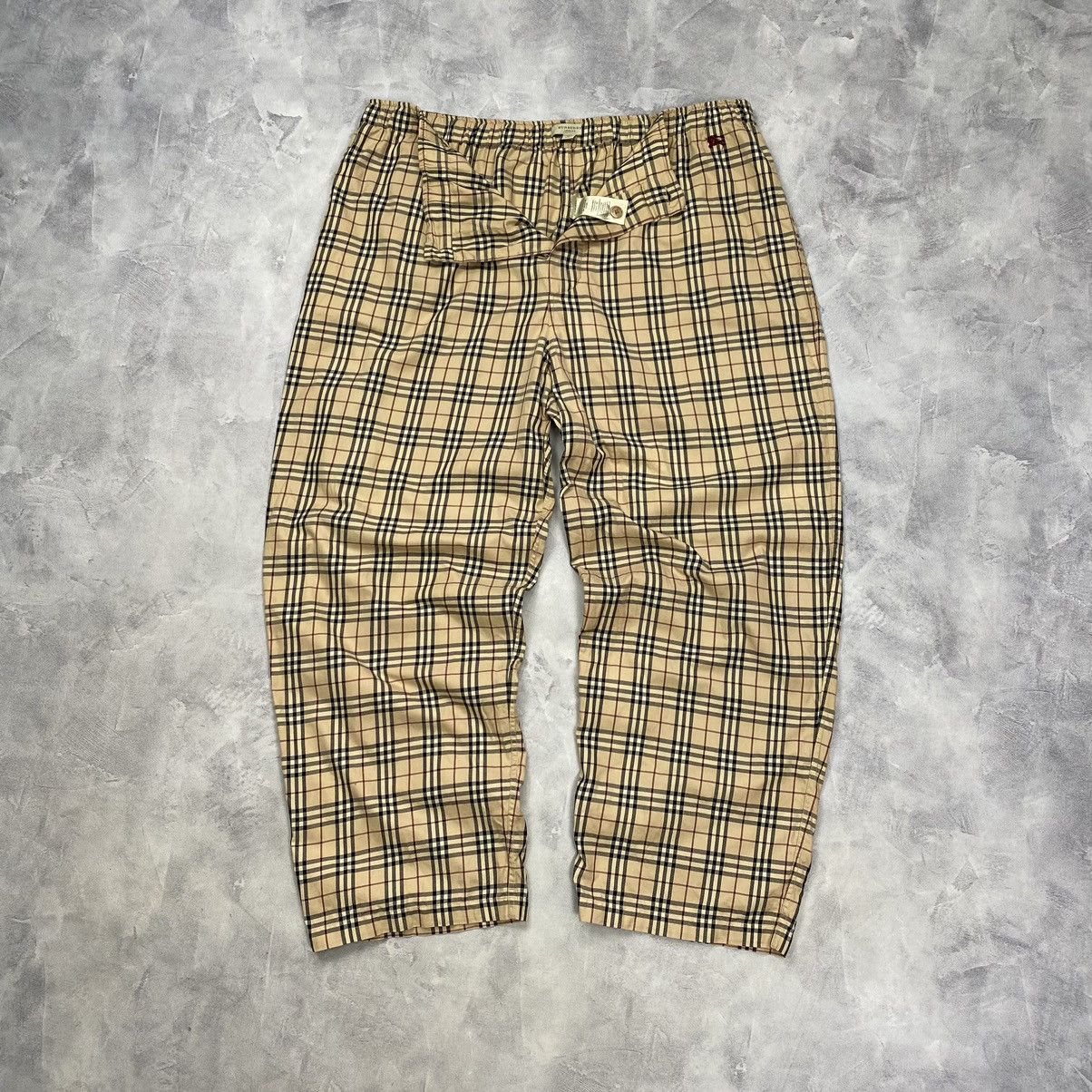 image of Burberry Pants Nova Check Trousers Beige Brown Y2K, Men's (Size 36)