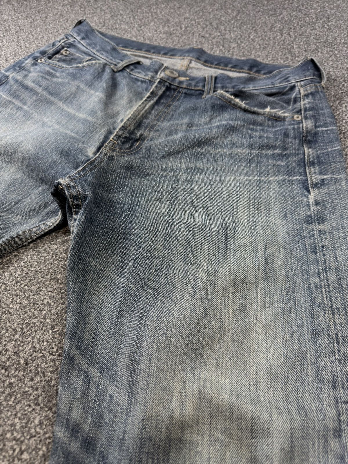 Fashion Victim Vintage 90s Japanese Denim Gu Distressed Size US 34 / EU 50 - 3 Thumbnail
