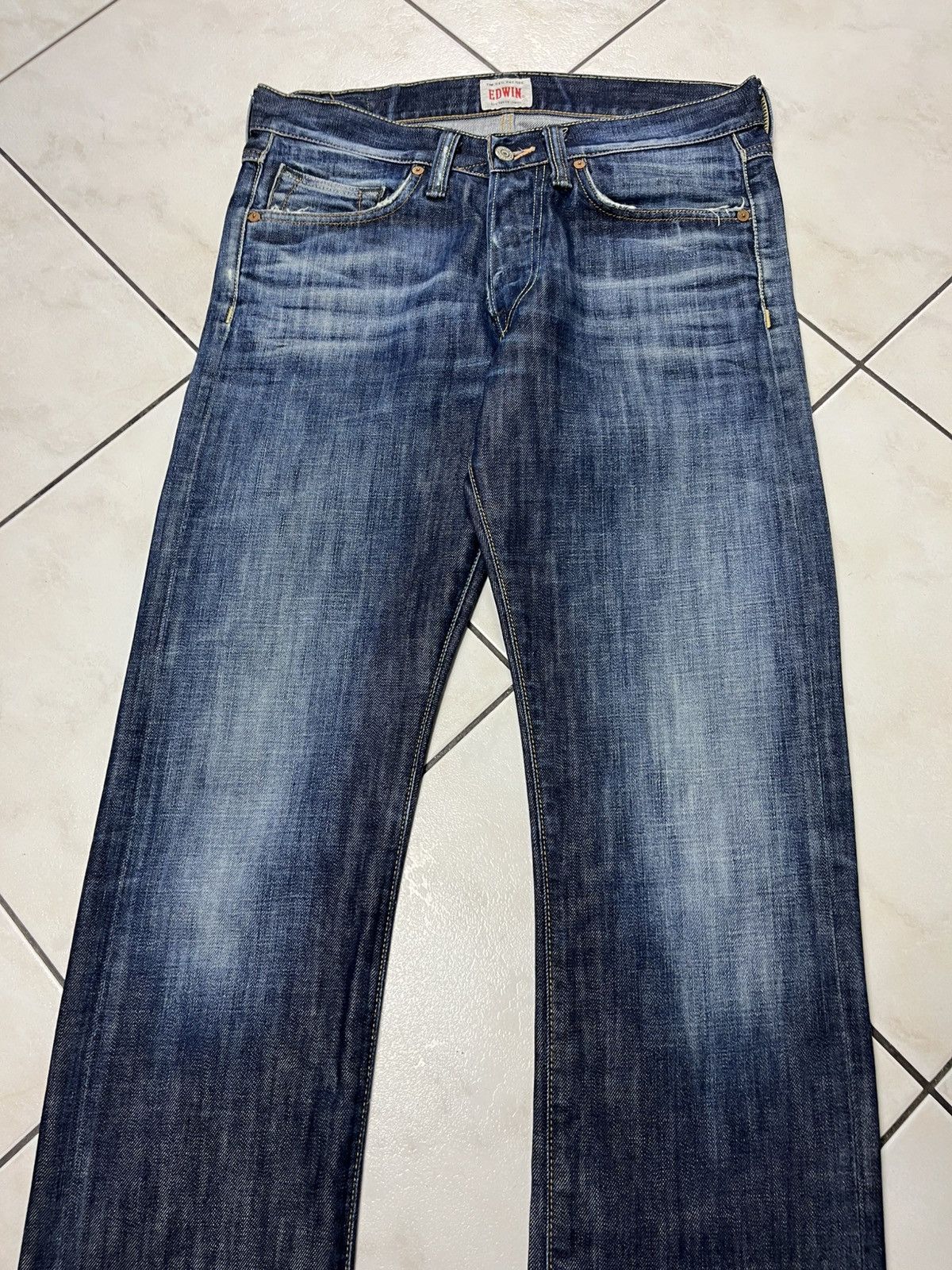 Edwin × Vintage Vintage Edwin ed-47 regular distressed denim washed jeans Size US 30 / EU 46 - 4 Thumbnail