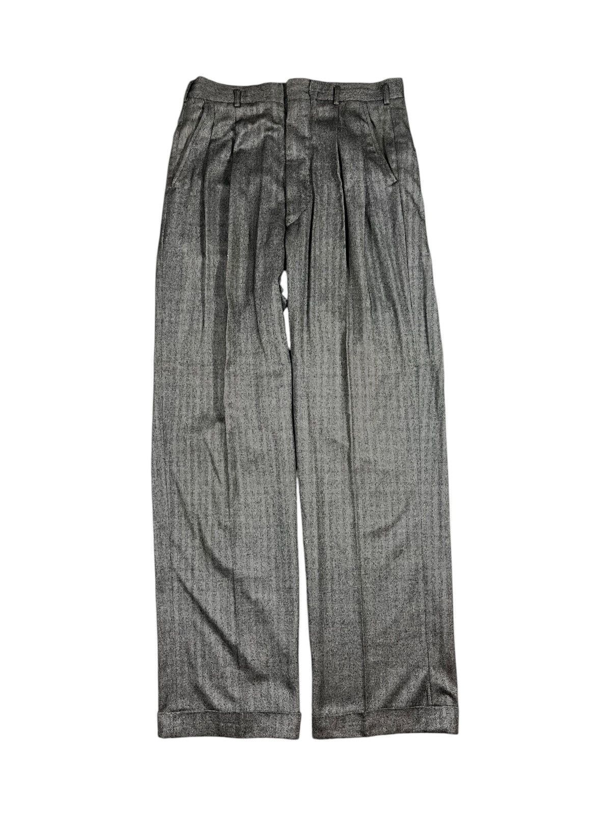 Vintage 50s HBT Pleated Wide Leg Wool Trousers Gray 30x32