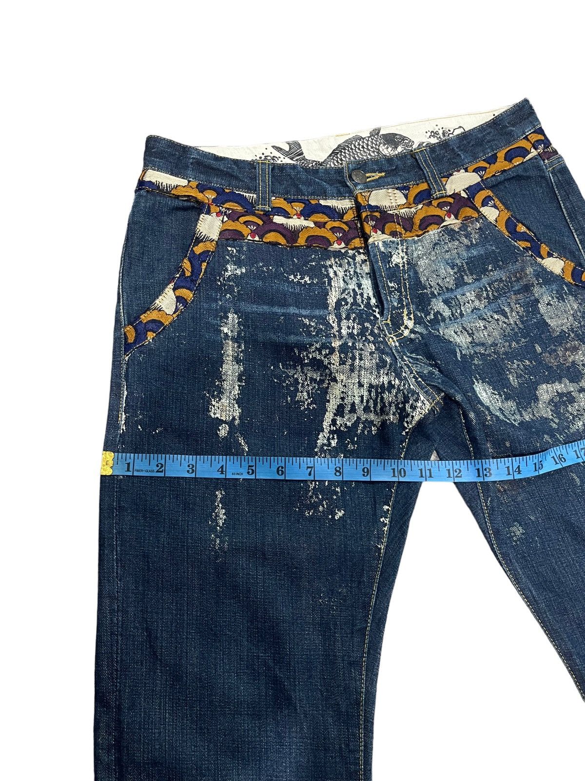 Japanese Brand × Vintage Vintage Gemstone Style Sukajan Koi Fish Denim Jeans Size US 32 / EU 48 - 20 Thumbnail