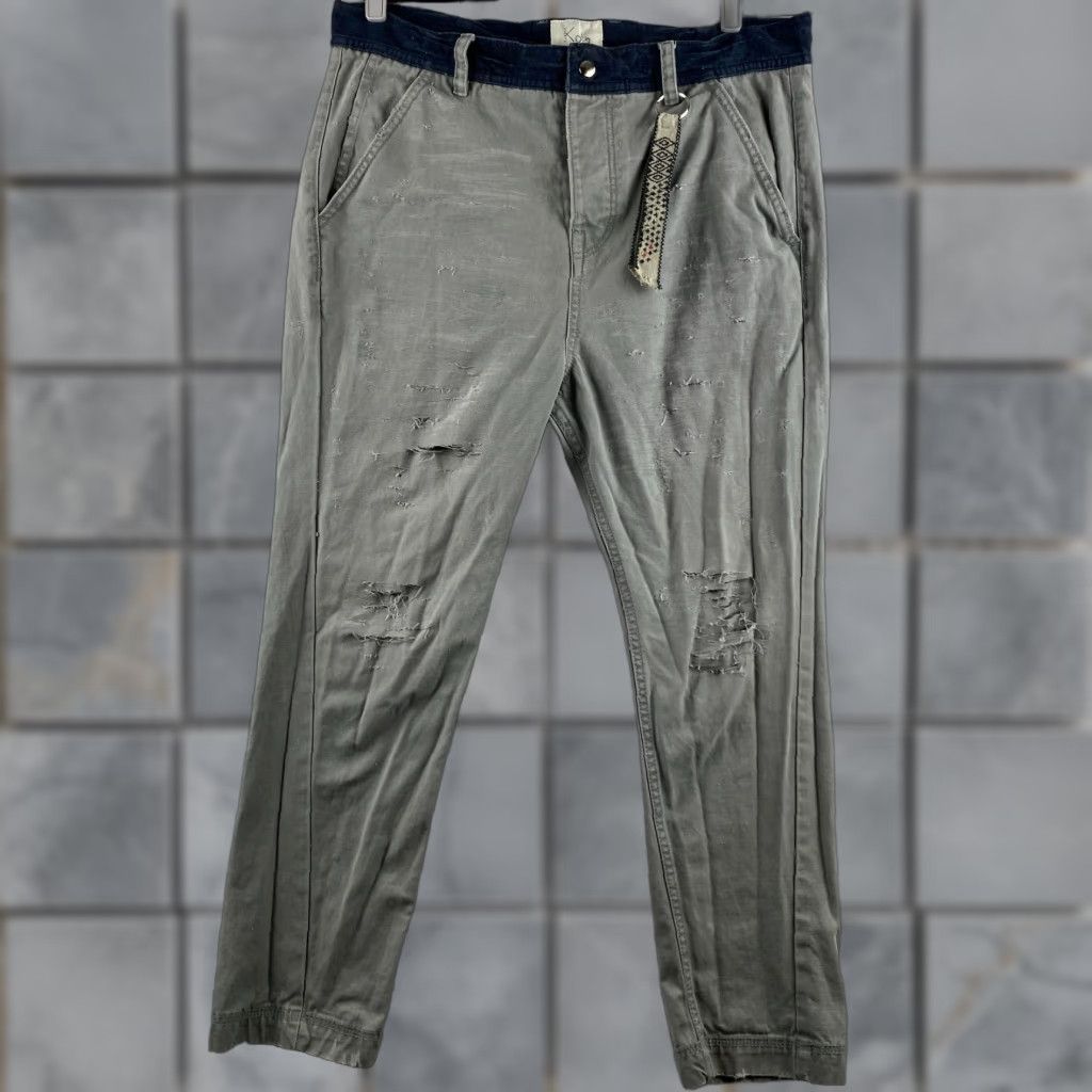 Vintage Koto Pants Mens 33 Gray Distressed Pockets Corduroy Waist Slash Pockets Slim Straight Size US 33 - 1 Thumbnail