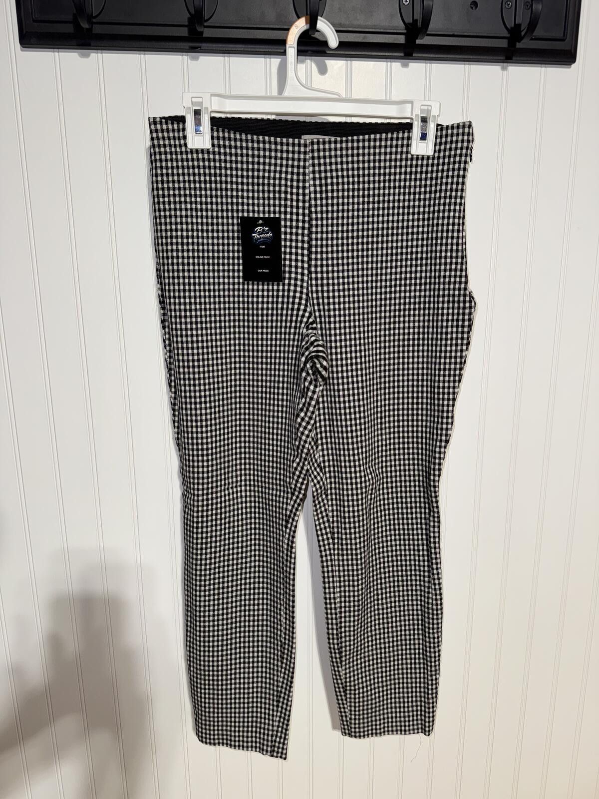 H&M H&M Women's Medium Black White Gingham Check Stretch Pants Size 32" / US 10 / IT 46 - 1 Thumbnail