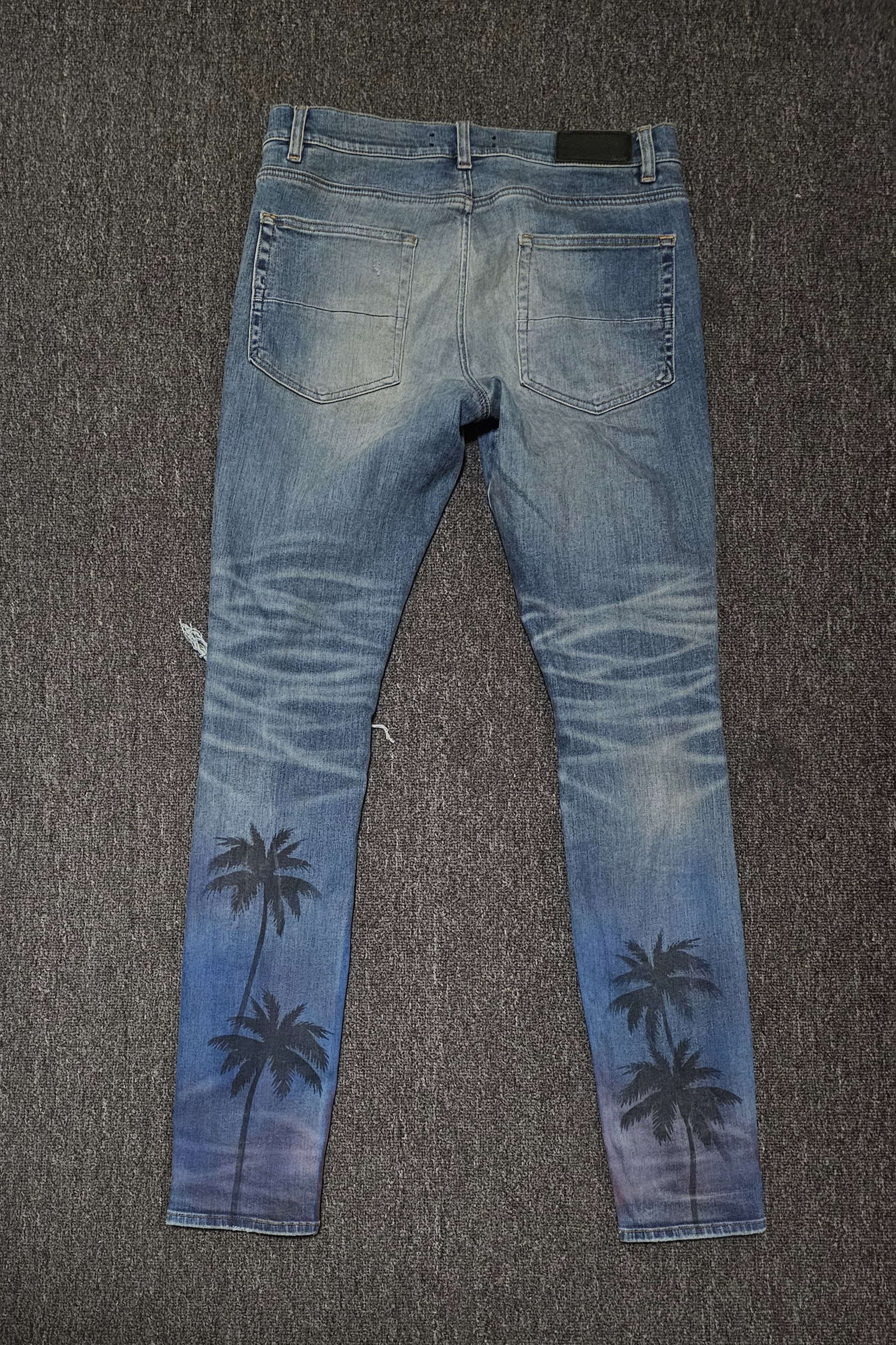 Amiri Amiri Men's Coconut Tree Painted Ripped Jeans Size 34 Size US 34 / EU 50 - 4 Thumbnail