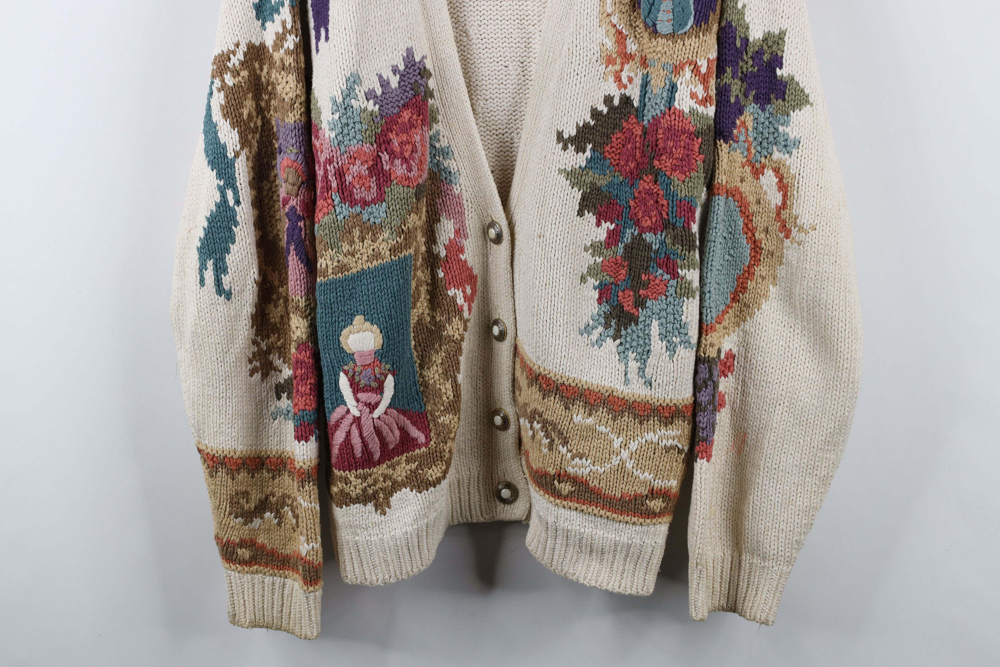 Vintage Vintage 90s Victorian Blend Flower Knit Cardigan Sweater Size M / US 6-8 / IT 42-44 - 3 Thumbnail