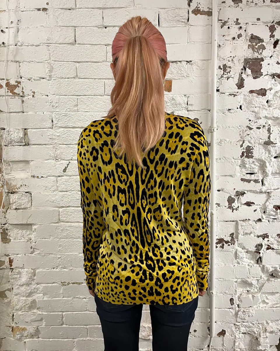 Dolce & Gabbana 2010s Dolce & Gabbana Leopard Black & Yellow Cardigan Size M / US 6-8 / IT 42-44 - 3 Thumbnail