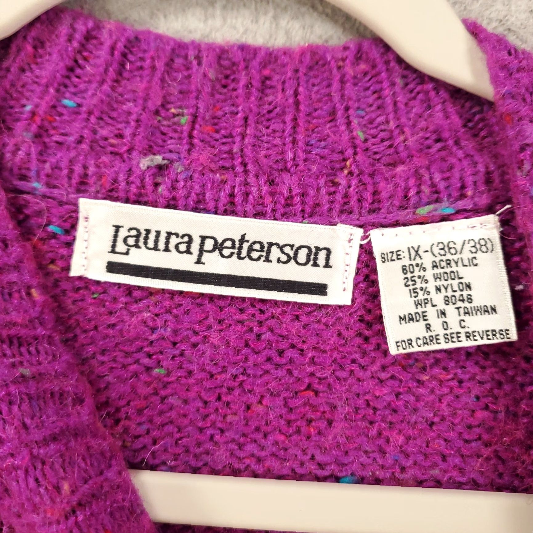 Vintage Laura Peterson Sweater Womens XL Purple Tight-Knit Long Sleeve Casual Pullover 80s 90s Classic Size XL / US 12-14 / IT 48-50 - 5 Thumbnail
