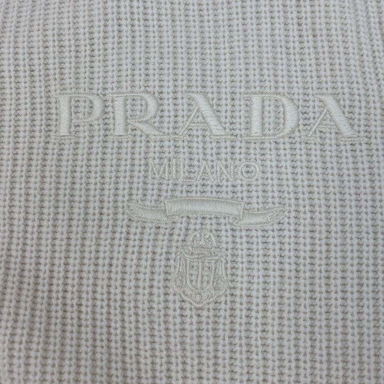 Prada Prada Size 38 Milky white classic logo sheep wool cashmere Size US XS / EU 42 / 0 - 8 Thumbnail