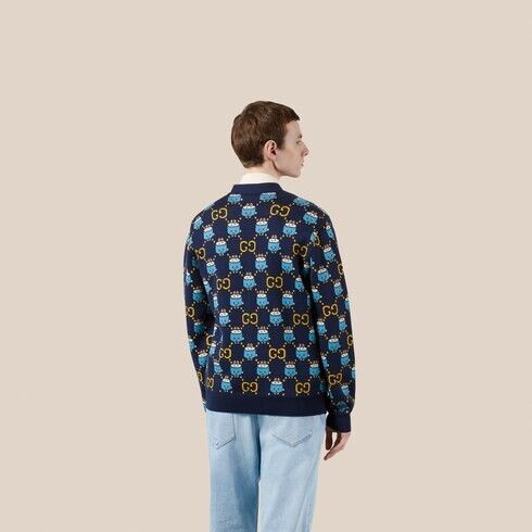 Gucci o1s1wg110225 GG Animal Cotton Wool Jacquard Cardigan Size US L / EU 52-54 / 3 - 7 Thumbnail
