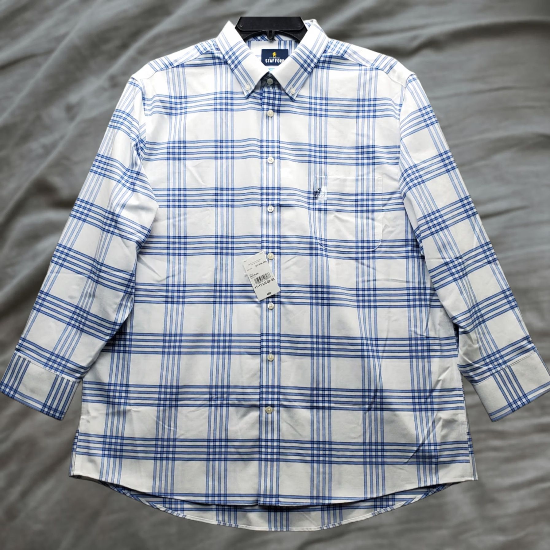 Stafford Stafford Dress Shirt Mens XL Multi Plaid Regular Fit Button-Down Collar Size 46R - 1 Thumbnail