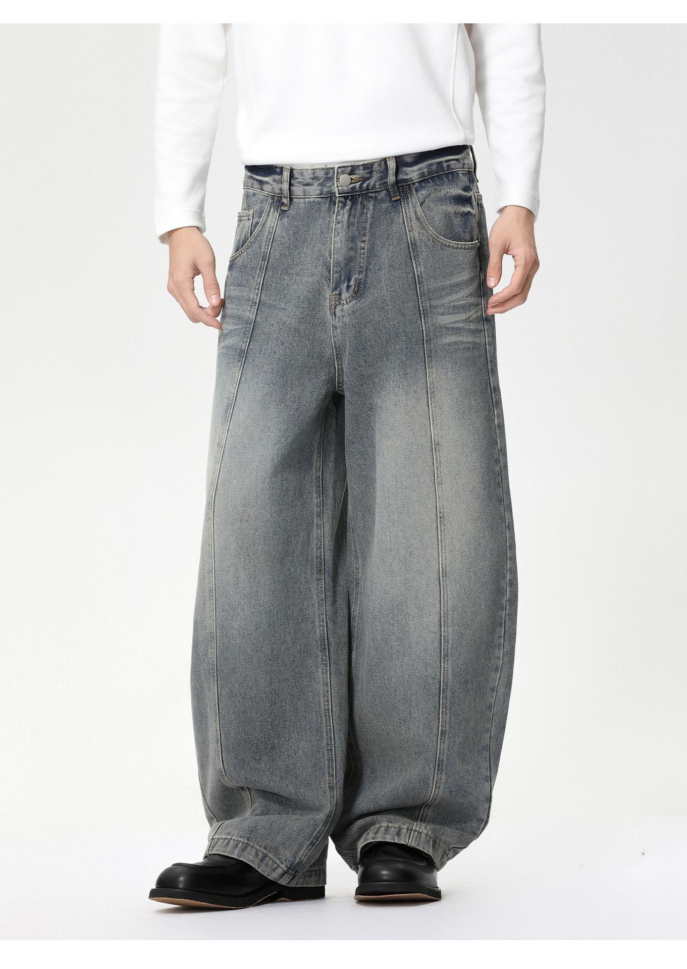 Vintage Washed wide-leg distressed versatile washed scimitar jeans Size US 32 / EU 48 - 2 Thumbnail