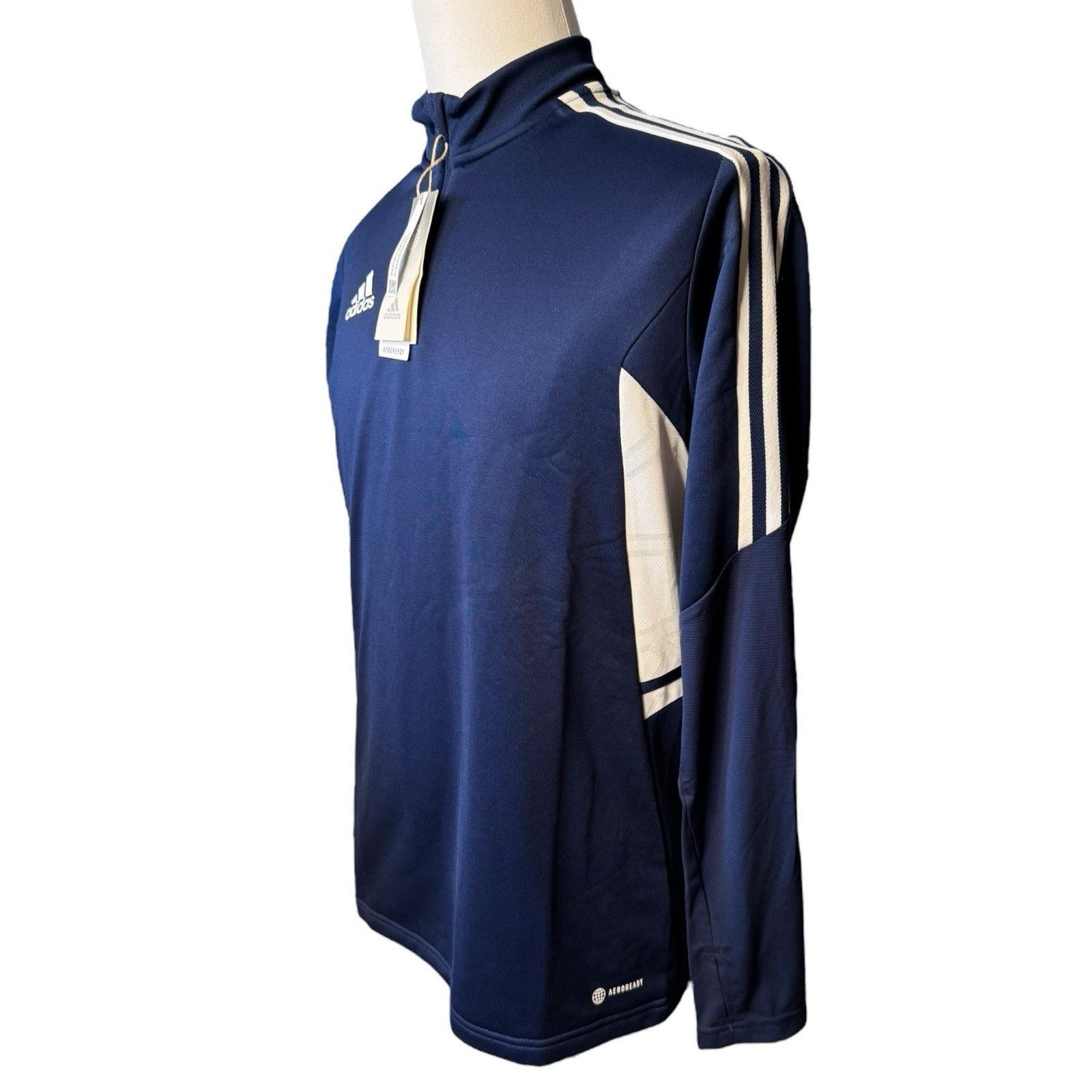 Adidas Adidas NEW Quarter Zip Pullover Men’s Medium Navy Blue White Size US M / EU 48-50 / 2 - 2 Thumbnail