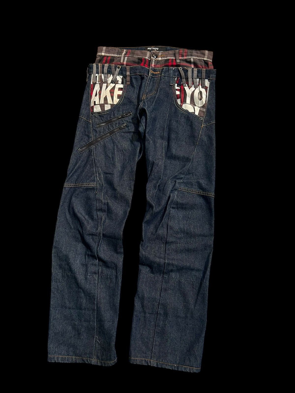 Japanese Brand × Kapital × Vintage DOUBLE WAIST JAPANESE PUNK GRUNGE STYLE DENIM JEANS Size US 32 / EU 48 - 6 Thumbnail