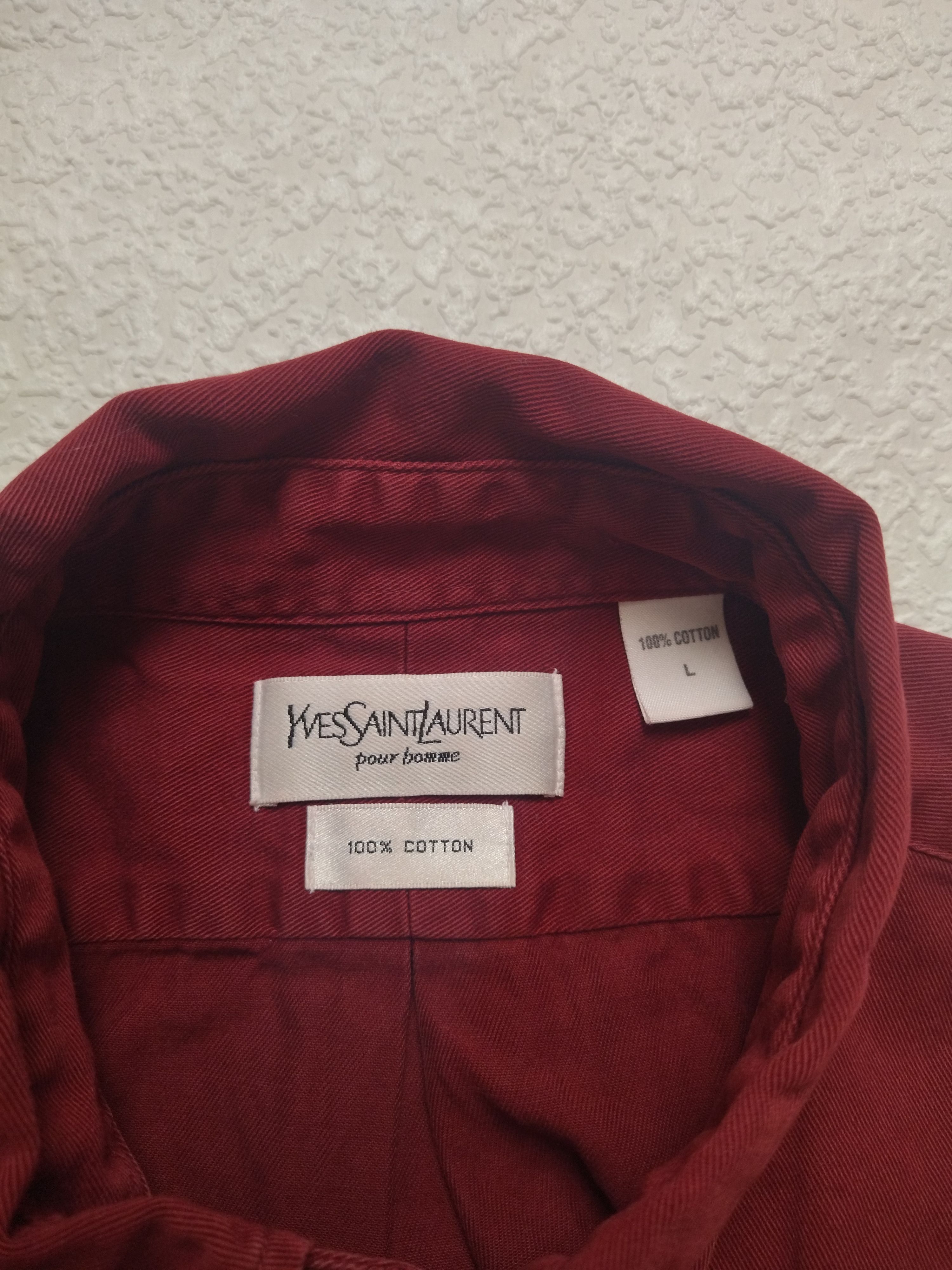 Vintage × Yves Saint Laurent Red Cotton YSL Shirt Size US L / EU 52-54 / 3 - 2 Thumbnail