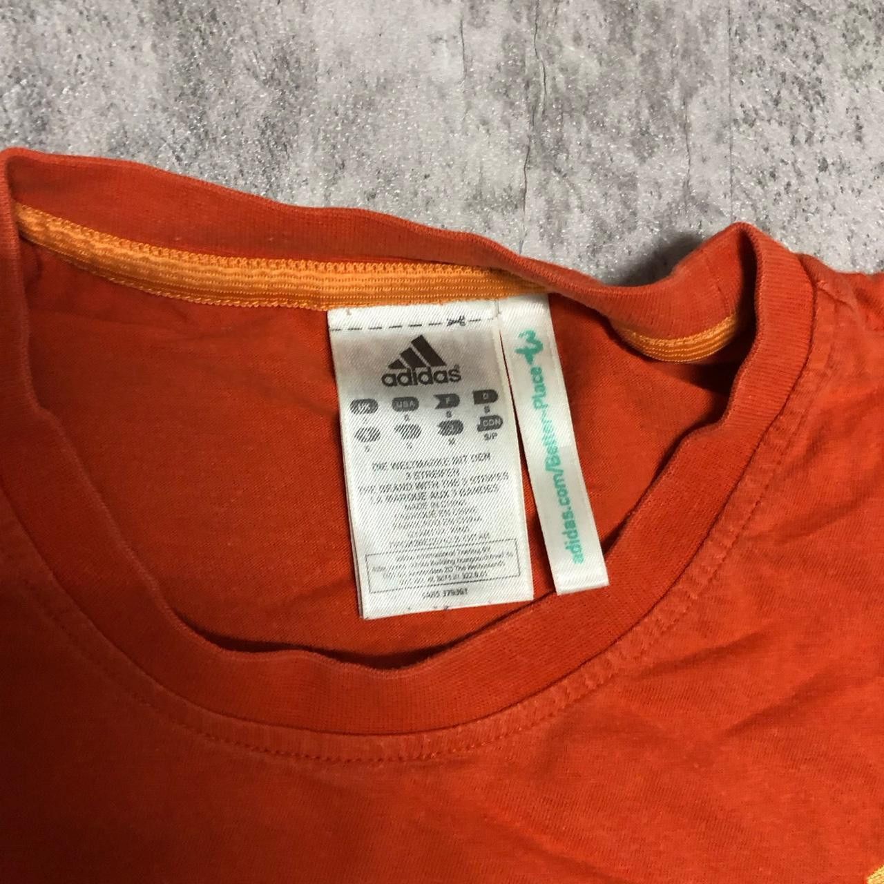 Adidas Orange and white Adidas striped t-shirt #stripes Size US S / EU 44-46 / 1 - 3 Thumbnail