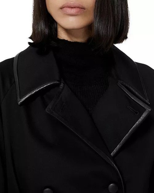 The Kooples The Kooples LEMAL Trench Coat Black Leather Belt Cotton Siz Size XS / US 0-2 / IT 36-38 - 11 Thumbnail