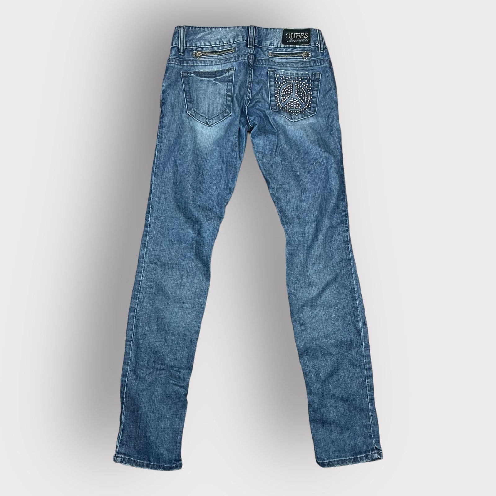 Guess Guess | Vintage Y2K Daredevil Skinny Embellished Jeans | 26 Size 26" / US 2 / IT 38 - 3 Thumbnail