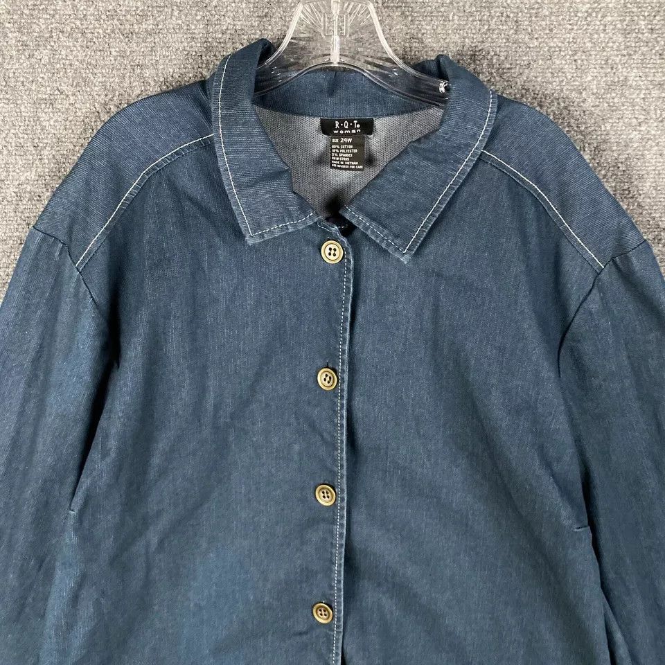 Other RQT Jacket Women's 24W Cotton Blend Blue Long Sleeve Adults Size 4XL / US 24-26 - 2 Thumbnail