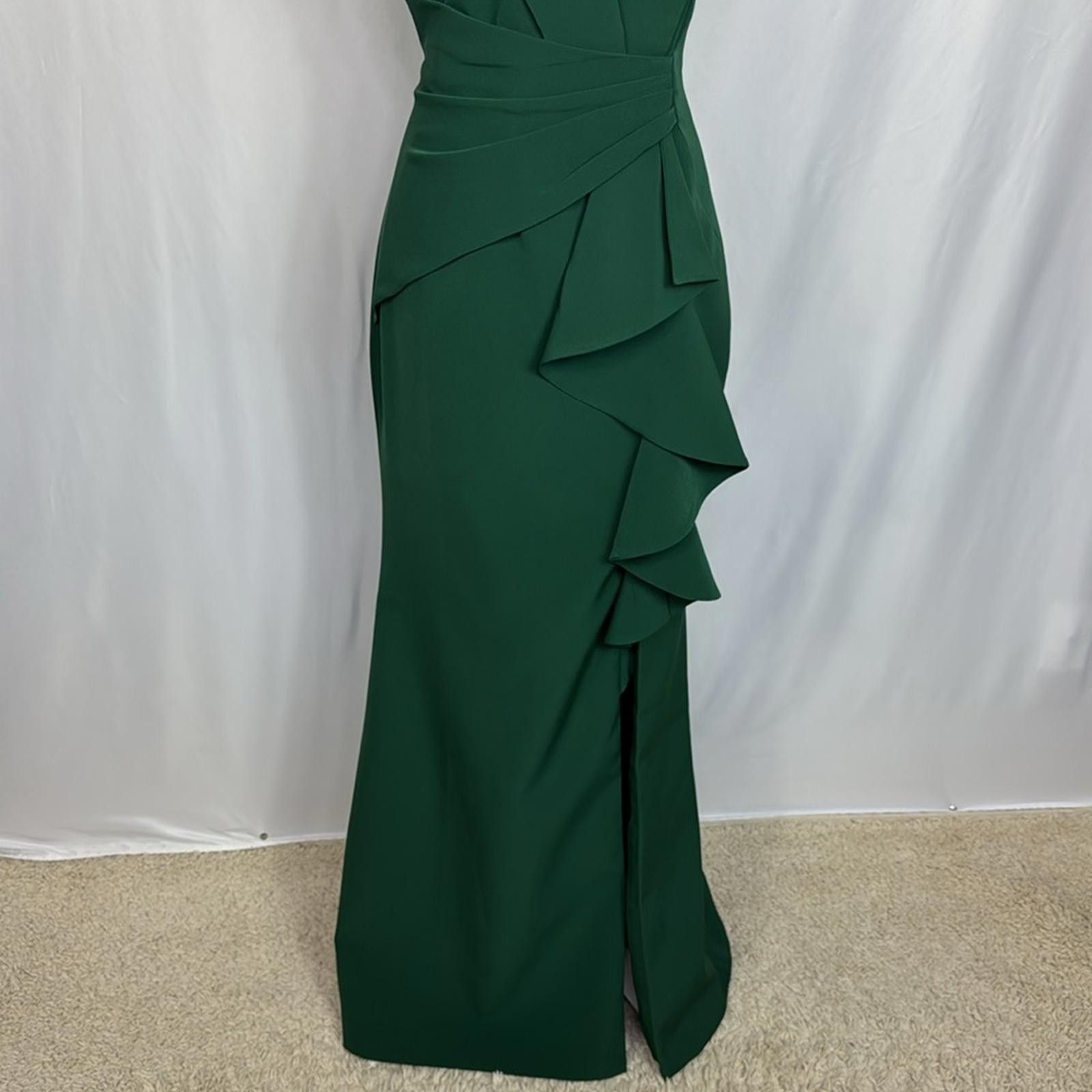 Designer Eliza J Ruffle Front Gown Dress Size 10 Green Size L / US 10 / IT 46 - 8 Thumbnail