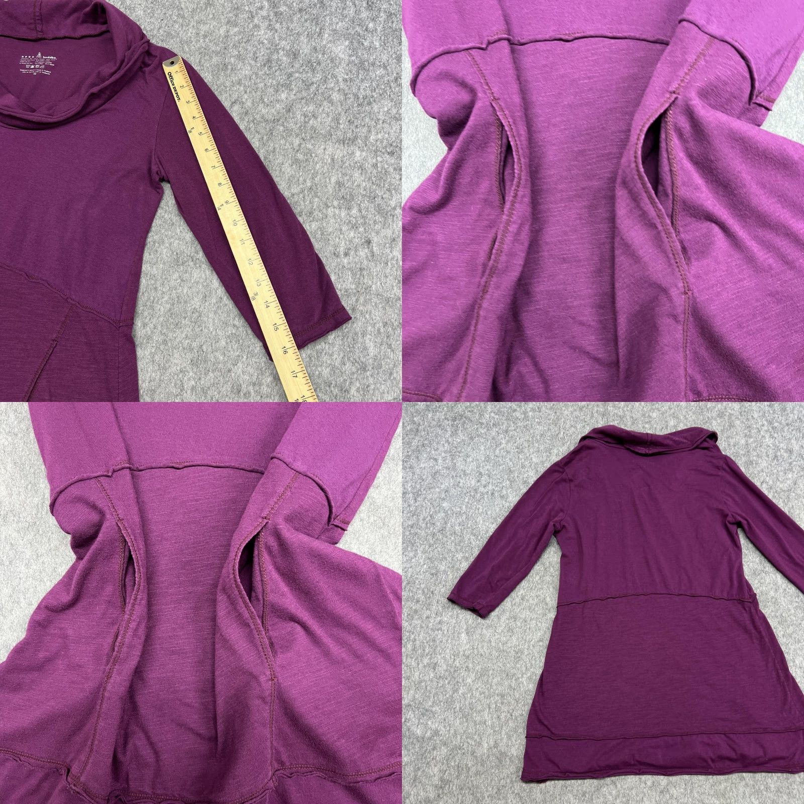 Vintage Neon Buddha Womens XS Purple Cowl Neck 3/4 Sleeve Tunic Top Pockets Shirt Blouse Dressy Casual Knit Jersey Knit Tunic Shirt Size XS / US 0-2 / IT 36-38 - 9 Thumbnail
