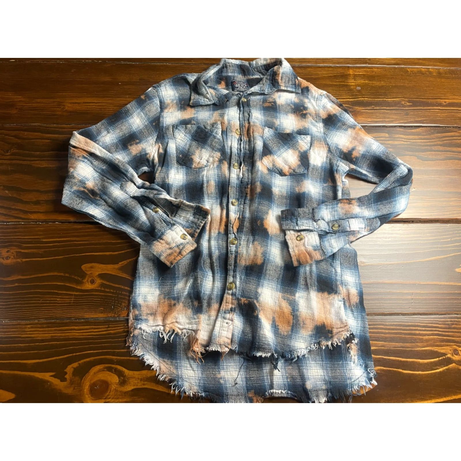 Vintage VINTAGE Black Jack Shirt Men's Small Blue Black Dyed Plaid Frayed Hem Flannel Button Up Size US S / EU 44-46 / 1 - 2 Thumbnail
