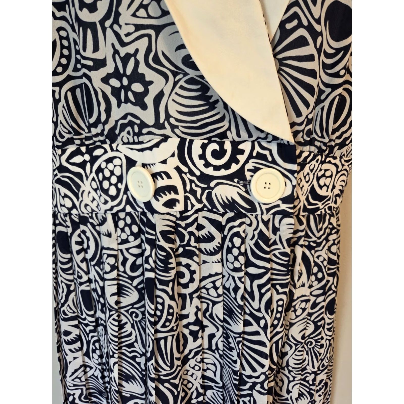 Vintage VINTAGE Leslie Fay Lord & Taylor Nautical Dress 14 Navy/White Seashell Print 80s Girls Size XL / US 12-14 / IT 48-50 - 2 Thumbnail