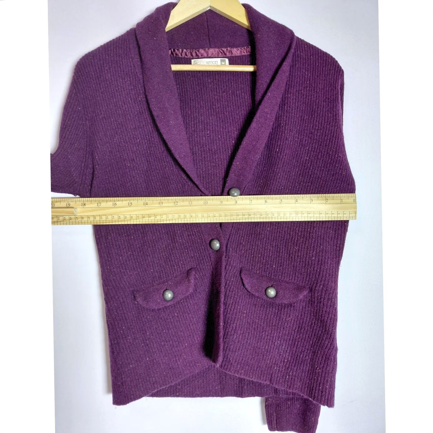 Vintage Fisherman Out Of Ireland Cardigan Purple Solid Knit Women Size M Slim Button Fall Winter Knitwear Blazer Sleeve Long Wool Casual Workwear"} Size M / US 6-8 / IT 42-44 - 5 Thumbnail