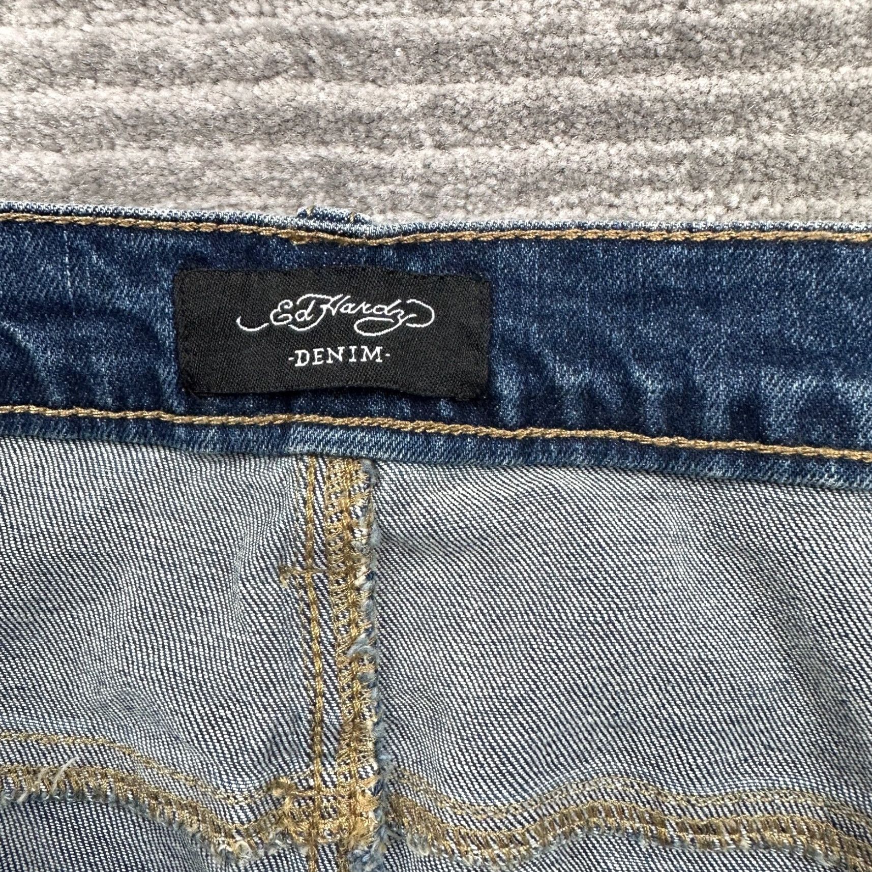 Ed Hardy Ed Hardy Jeans Mens 42x31 Denim Slim Taper Blue 5-Pocket Regular Cotton Blend Pants Size US 42 / EU 58 - 4 Thumbnail