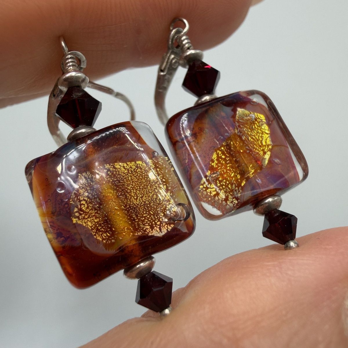 Vintage Vintage Murano Glass 925 Sterling Silver Earrings Dangle Size ONE SIZE - 4 Thumbnail