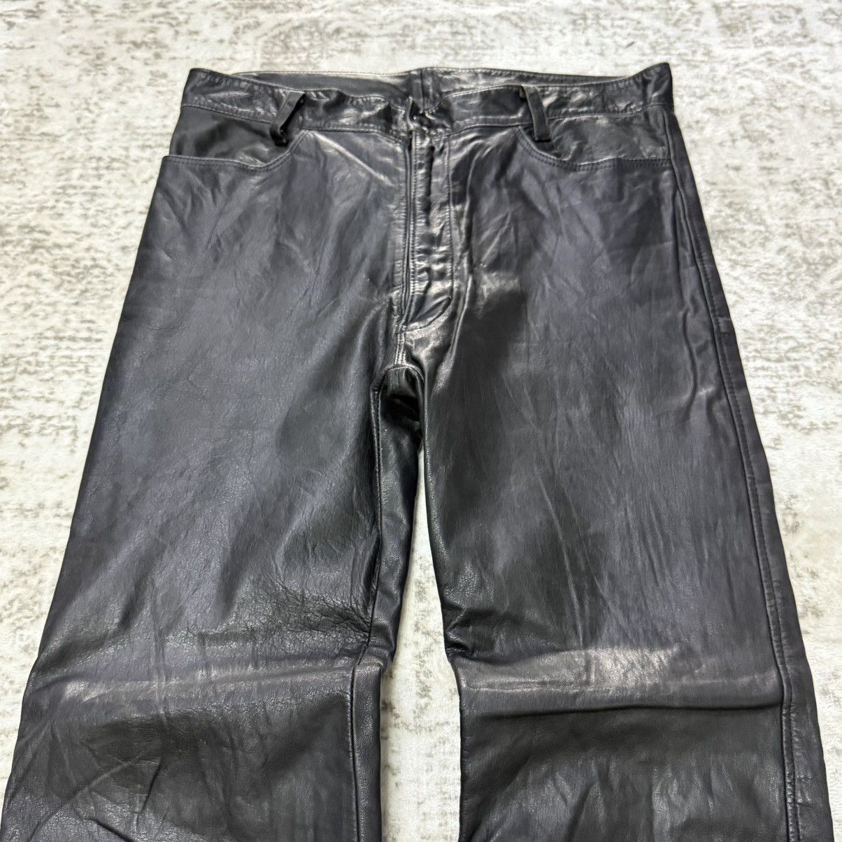 Rei Kawakubo 2000s Japanese Brand Distressed Patina Biker Leather Pants Size US 30 / EU 46 - 2 Thumbnail